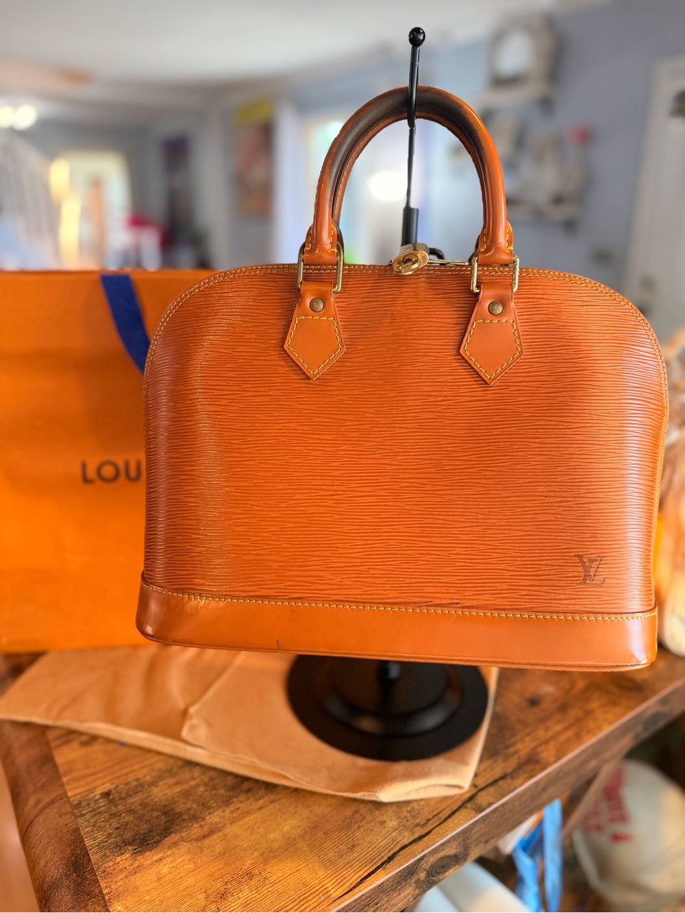 Louis Vuitton Orange Epi Alma Satchel